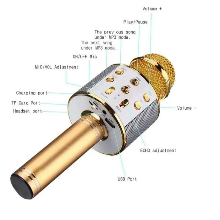 Microphone karaoké sans fil haut-parleur bluetooth pour enfants et adultes microphone à main pour fêtes et compétitions de chant