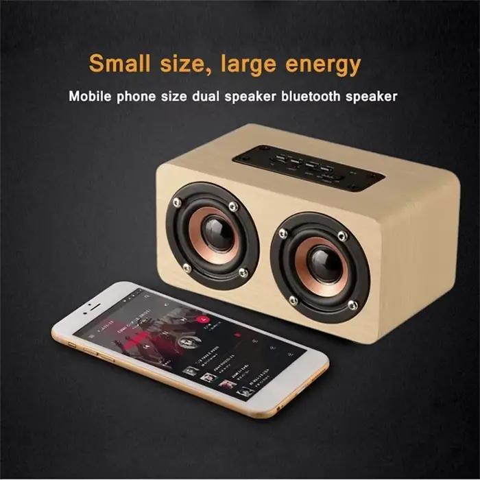 Haut-parleur Bluetooth en bois MXPOKWV stéréo avec sous-woofers pour musique à domicile et voyage occasions spéciales