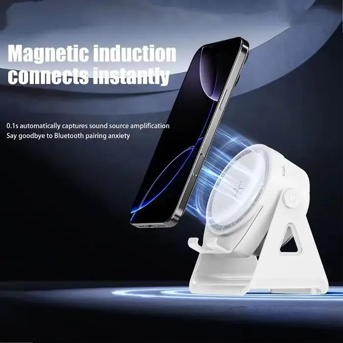 Haut-parleur Bluetooth 5.3 magnétique KEBIDUMEI RGB 1200mAh avec support de téléphone