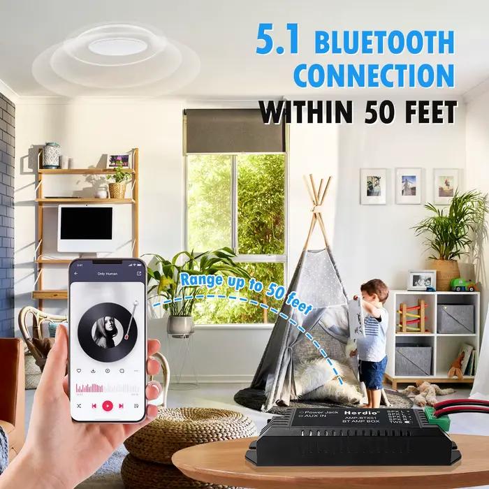 Herdio-Amplificateur Bluetooth 5.1 à 2 canaux pour haut-parleurs passifs