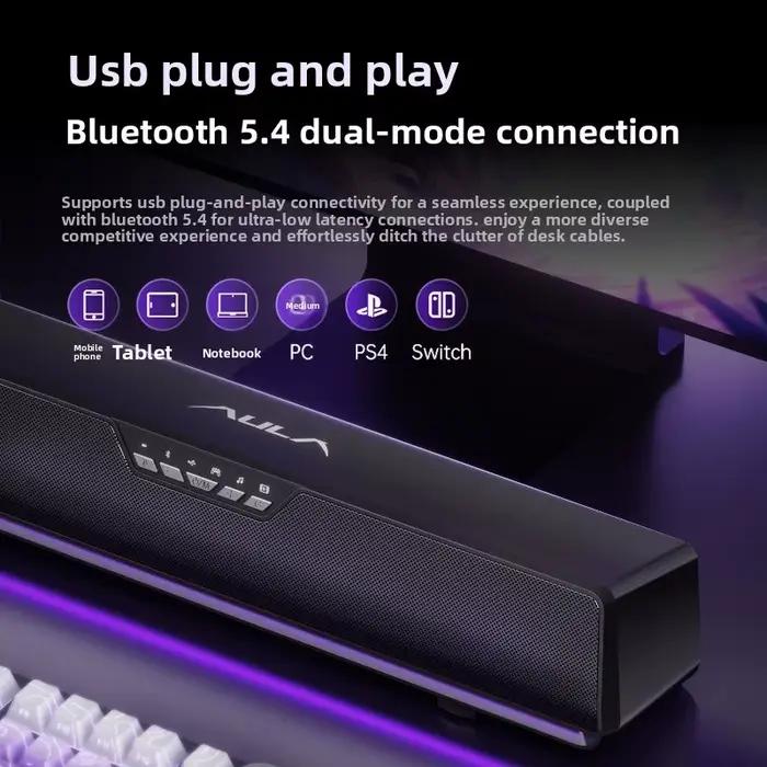 AULA GS6Pro Esports haut-parleur Bluetooth double mode configuration de bureau d'ordinateur avec Microphone de jeu système sonore EQ spécialisé