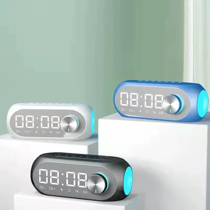 Réveil Radio FM Bluetooth haut-parleur caisson De basses Portable Caixa De Som boîte De son musique sans fil Mini Woofers Bocina lampe colonne