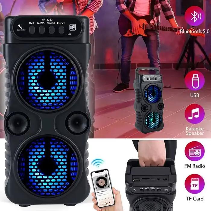 Enceinte sans fil portable compacte pour l'extérieur ; Double haut-parleur de 3 pouces pour basses puissantes