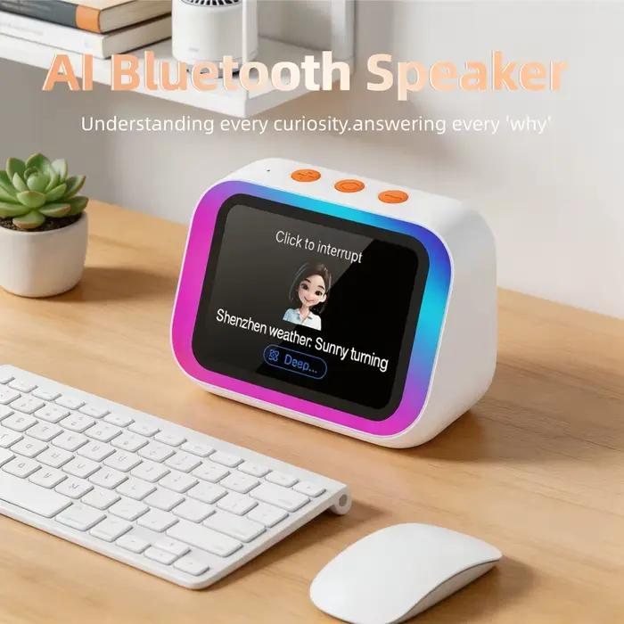Haut-parleur Bluetooth AI 5.4 avec écran tactile HD et assistant vocal pour musique personnelle et appels mains-libres occasions familiales et amicales