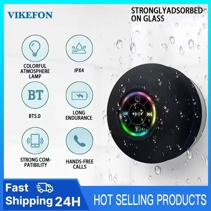 Haut-parleur Bluetooth portable étanche avec micro mains libres pour salle de bain piscine plage voiture et téléphone