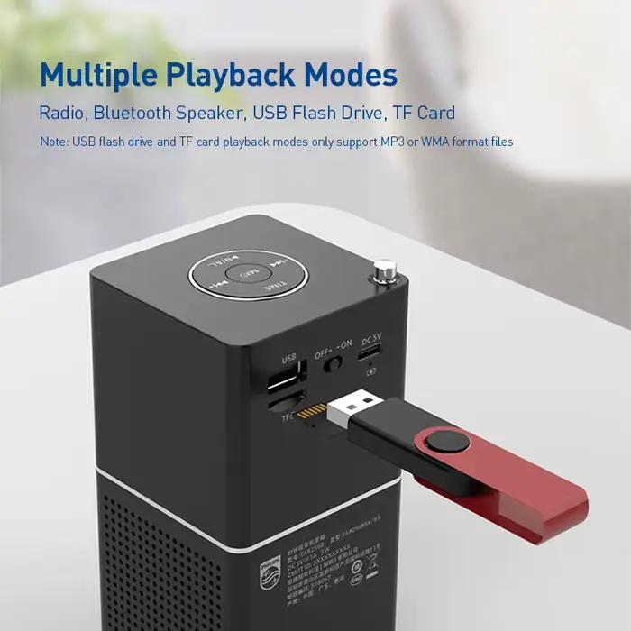 Haut-parleur Bluetooth Philips TAR2568 avec horloge numérique et radio FM