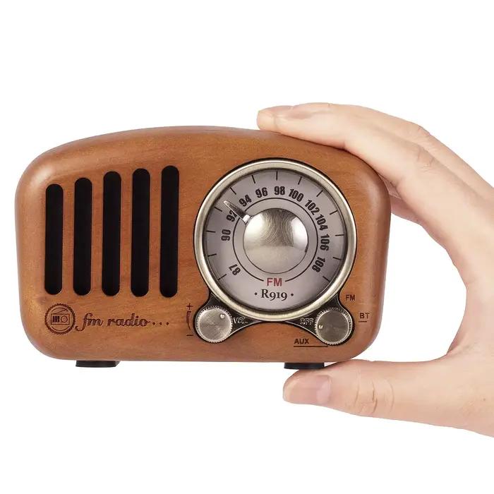 Magasin UNUS J-919 Vintage Mini Radio Rétro vieux classique Haut-Parleur Bluetooth Portable FM