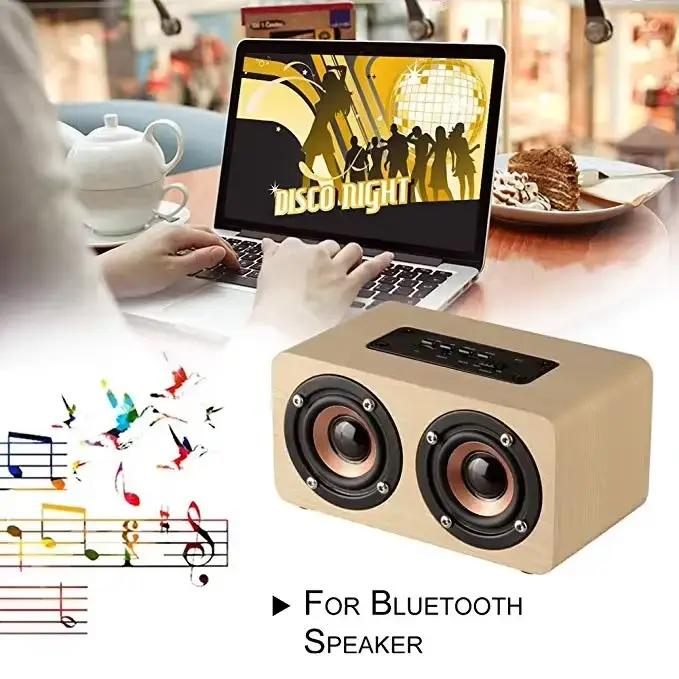 Haut-parleur Bluetooth en bois MXPOKWV stéréo avec sous-woofers pour musique à domicile et voyage occasions spéciales