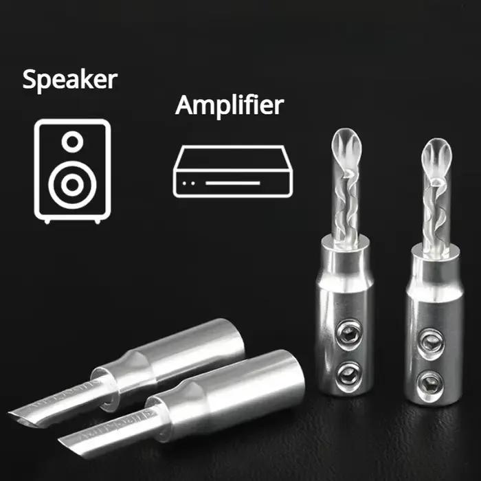 Câble de haut-parleur plaqué argent avec connecteur banane et Speakon pour système Hi-Fi occasionnelle amélioration audio