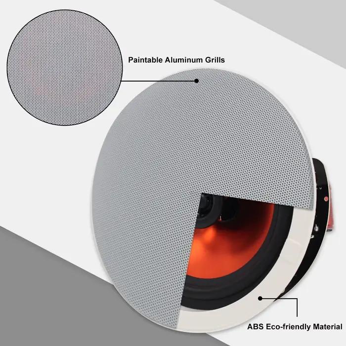 Haut-parleur Bluetooth Herdio 6.5 pouces 300W encastré pour maison, cuisine, chambre à coucher, salle de bain, musique claire et sans fil, installation facile et design moderne