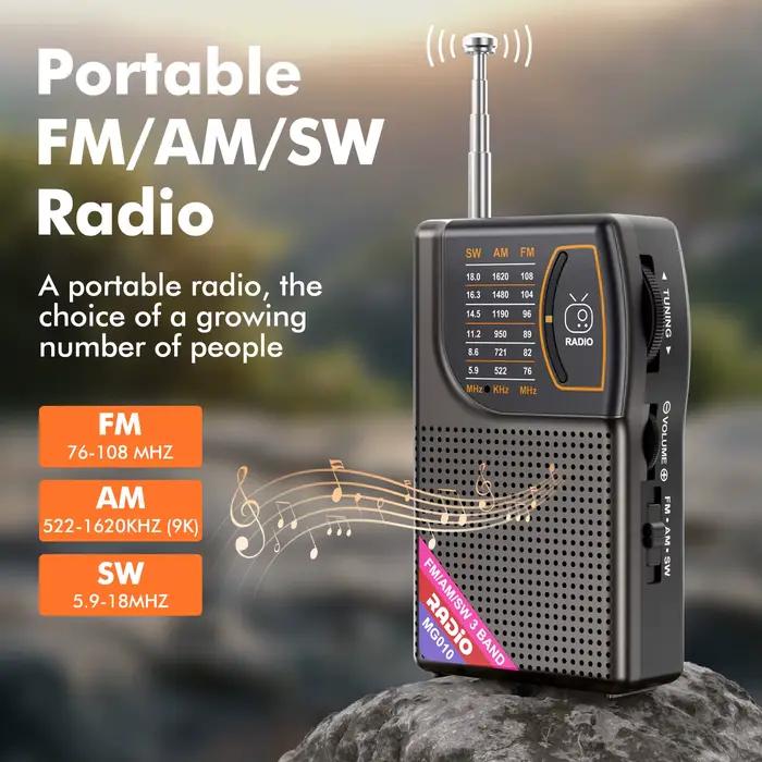 Radio portable AM/FM/SW avec grand haut-parleur et entrées multiples (TYPE-C/USB/AUX). Conception compacte