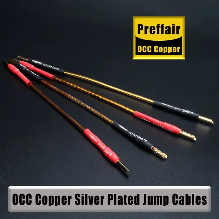 4 pièces câble de haut-parleur de cavalier OCC cuivre argent