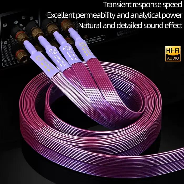 Câble de haut-parleur HiFi OCC ceinture plate en cuivre pur haut de gamme avec fiches banane Y dentelées plaquées or massif pour amplificateur de haut-parleur pour audiophile ocasions spéciales