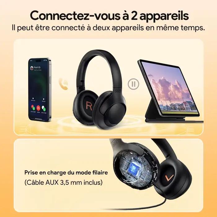 Casque sans fil QCY H3 ANC suppression active du bruit hybride pour écouteurs Bluetooth 5.4 audio haute résolution occasions spéciales bureau sport natation