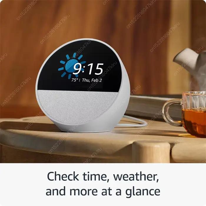 Nouveau Réveil Connecté Alexa Echo Spot Mini Wi-Fi avec Son Vibrant et Haut-Parleur Intelligent