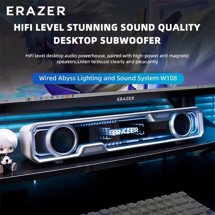 Lenovo – haut-parleur Bluetooth filaire, effet de lumière Abyss coloré rvb, double haut-parleurs, diaphragme de double basse, son Surround stéréo HIFI W108