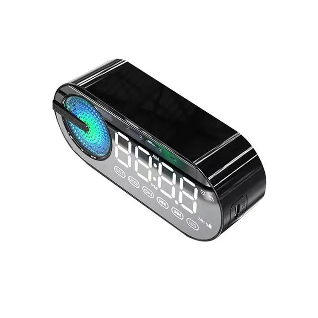 Réveil Radio avec chargeur USB, haut-parleur Bluetooth Portable RGB, grand écran FM, miroir muet, nu