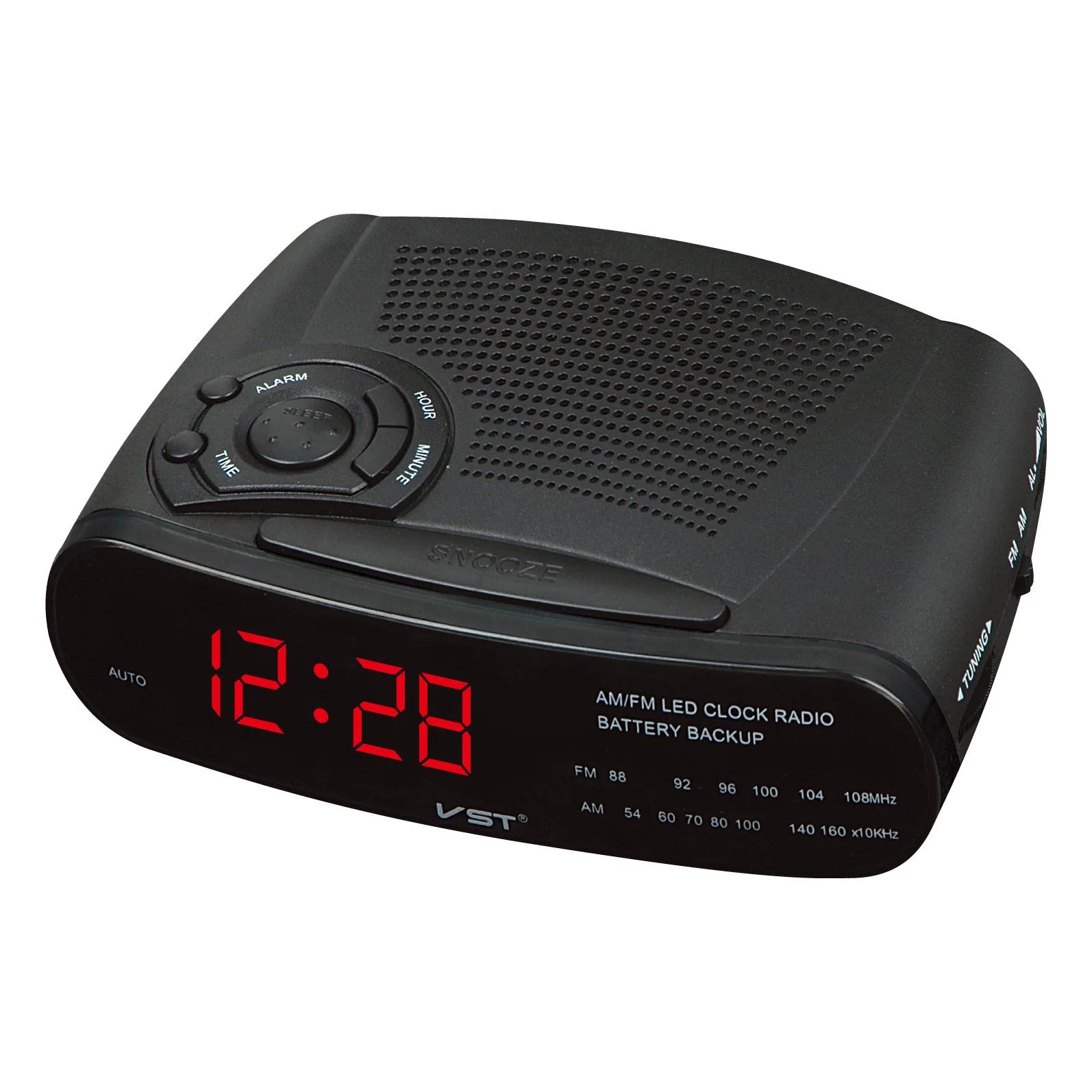 Radio réveil avec affichage LED numérique AM/FM avec fonction de sauvegarde de batterie Snooze (alim
