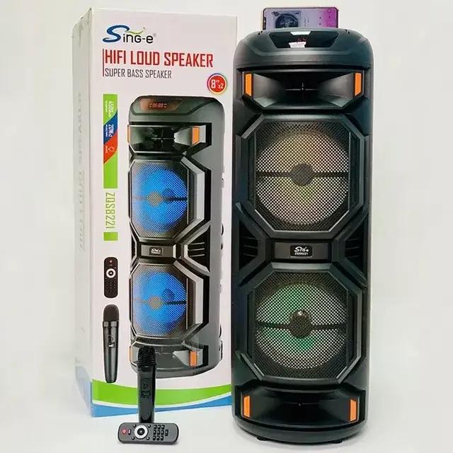 Haut-parleur Bluetooth extérieur super puissant 1200W, subwoofer double cornet 8 pouces, colonne son