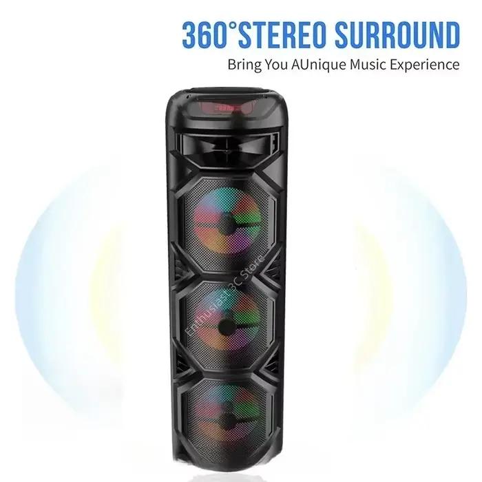 Enceinte Bluetooth haute puissance 3000W, 12 pouces, portable pour extérieur, avec subwoofer et son