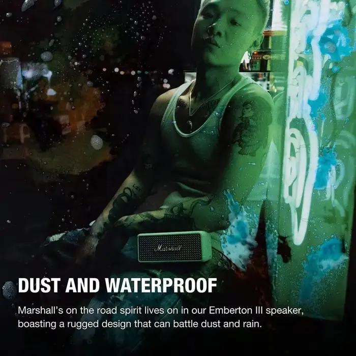 Haut-parleur Bluetooth portable Marshall Emberton III avec son stéréo puissant et basses profondes pour musique immersive et résistance étanche IP67 pour extérieur et intérieur