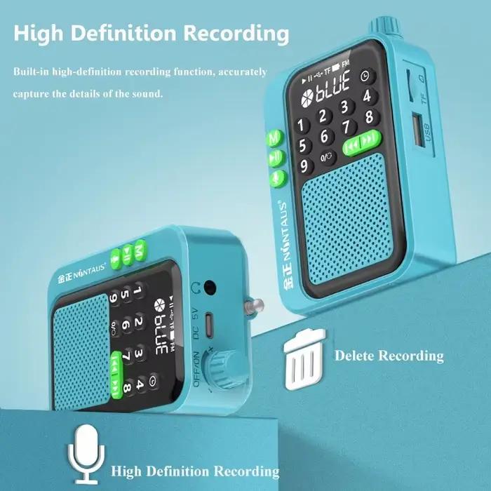 2025 Mini Radio meilleure réception Radios FM Portable sans fil Bluetooth haut-parleur HD enregistreur Support TF carte U disque minuterie hors