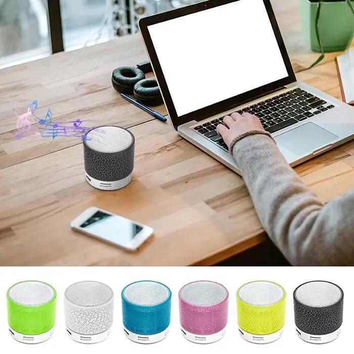 Mini haut-parleur Bluetooth avec LED colorées et compatibilité carte TF USB pour musique MP3 en déplacement pour voiture PC Smartphone