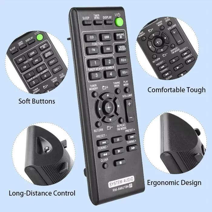 Télécommande RM-AMU184 compatible avec le système Hi-Fi miniature Sony MHC-ECL5 SS-ECL5 HCD-ECL5
