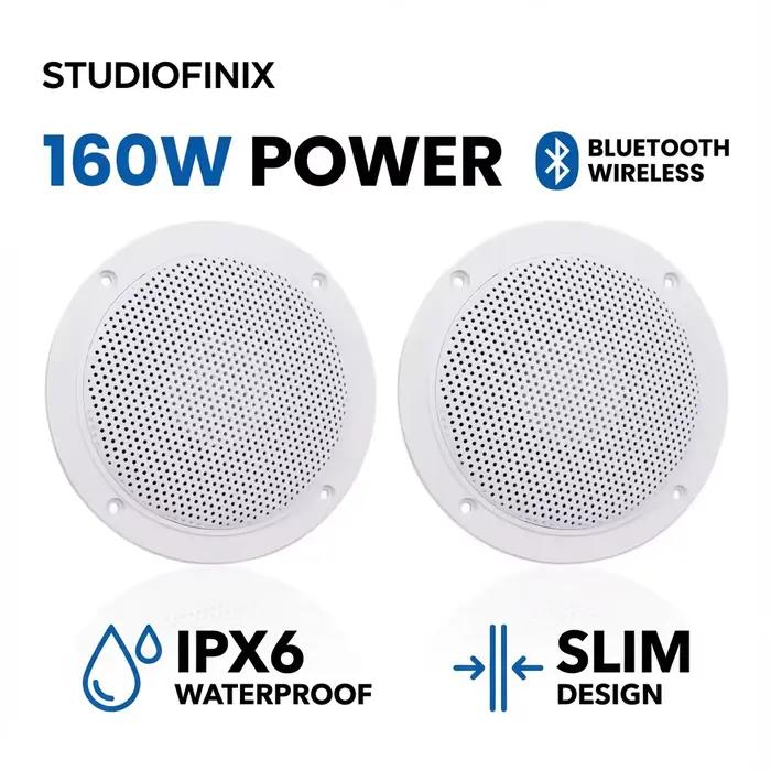 STUDIOFINIX 4 ''haut-parleur de plafond étanche 160W dans le mur maison Surround son pour cuisine salle de bains Yacht extérieur Home cinéma 2 pièces