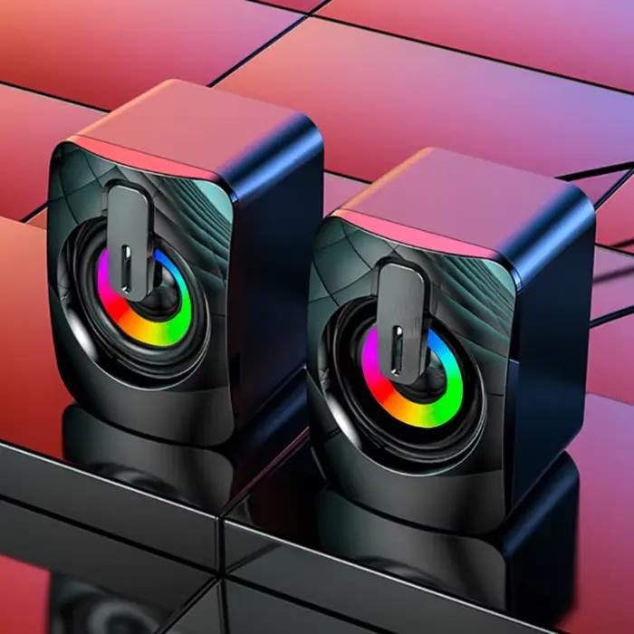 A2 Mini haut-parleurs d'ordinateur PC boîte De son HIFI stéréo Microphone USB filaire Caixa De Som avec lumière LED pour ordinateurs portables ordinateur De bureau