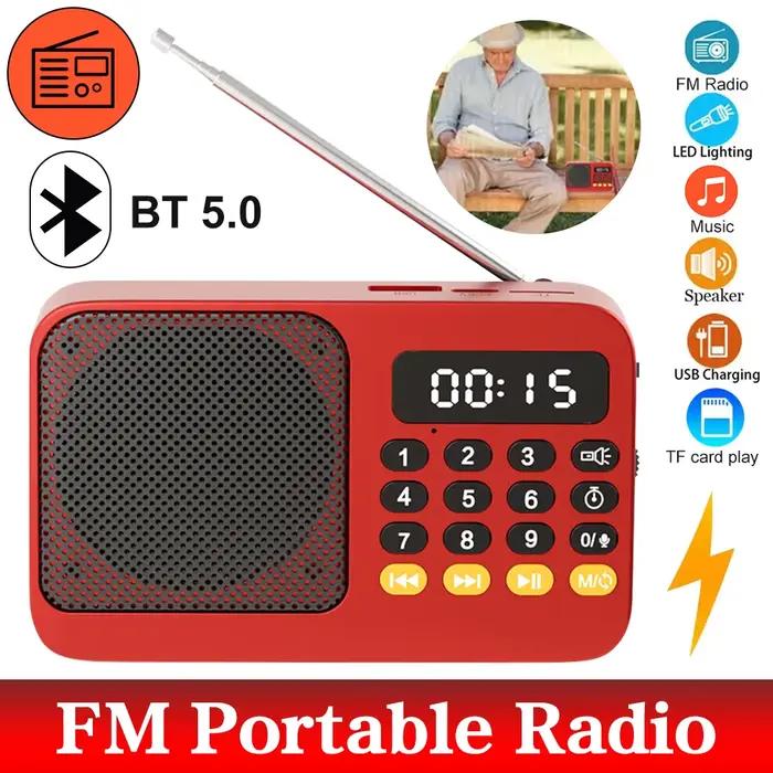 Bluetooth 5.0 FM Radio haut-parleur Portable avec lumière LED Support enregistrement carte TF USB Play