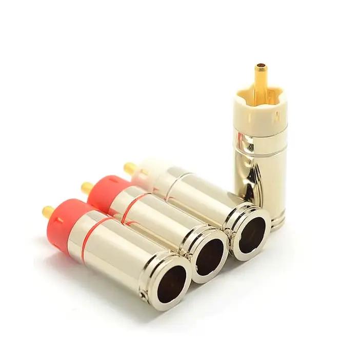 Connecteurs RCA de haute qualité en cuivre plaqué or pour audiophiles hommes à hommes avec verrouillage par vis et conception étoile 9mm pour système audio occasions spéciales