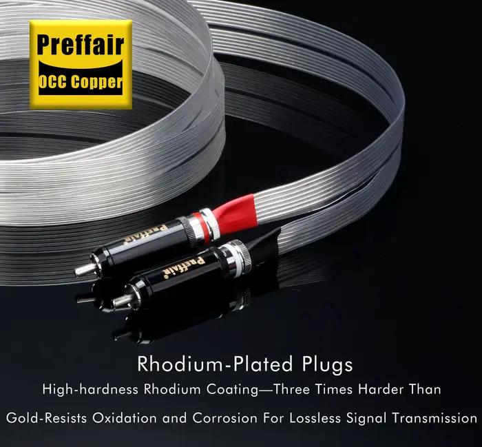 Câbles 2RCA 7N OCC, câble Audio d'interconnexion à courroie plate plaquée argent pour boîtier haut-parleur HDTV TV DVD AMP