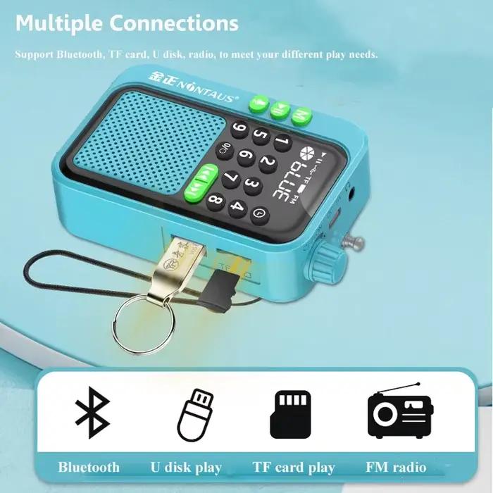 2025 Mini Radio meilleure réception Radios FM Portable sans fil Bluetooth haut-parleur HD enregistreur Support TF carte U disque minuterie hors