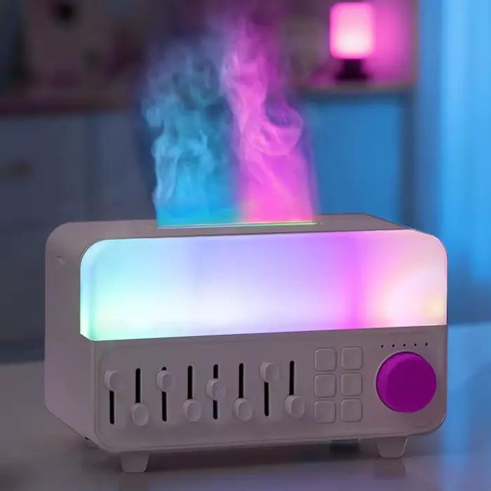 Humidificateur d'aromathérapie à bruit blanc rétro avec lumière RGB, haut-parleur Bluetooth, aide au sommeil, diffuseur ultrasonique à brume froide pour chambre à coucher