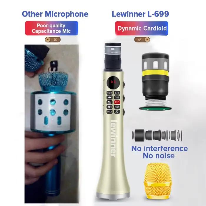 Lewinner L-699 Microphone karaoké professionnel haut-parleur sans fil