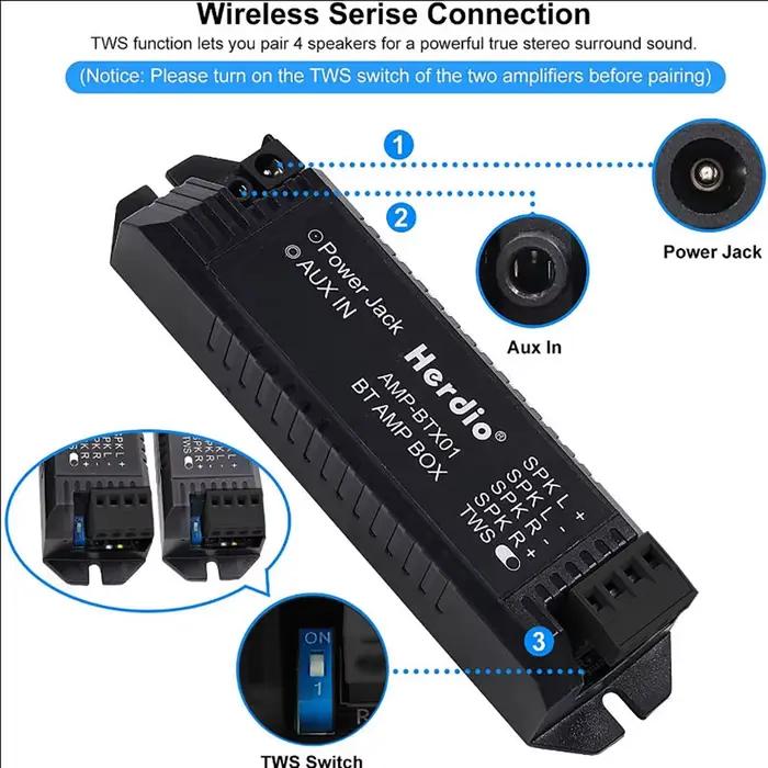 Herdio 160W haut-parleur de salle de bain amplificateur Audio Bluetooth IPX6 étanche