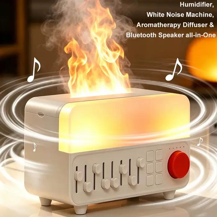 Humidificateur d'aromathérapie à bruit blanc rétro avec lumière RGB, haut-parleur Bluetooth, aide au sommeil, diffuseur ultrasonique à brume froide pour chambre à coucher