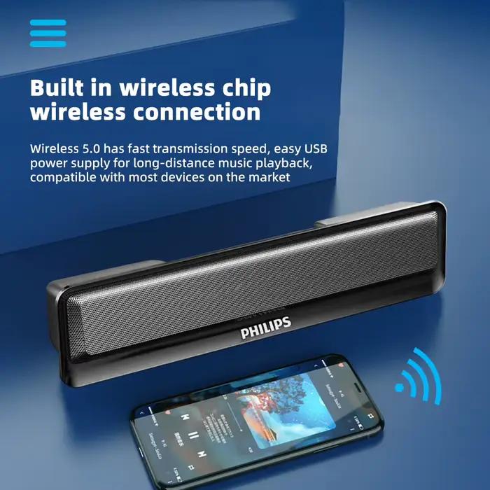 Philips SPA 2100 SoundBar dossier haut-parleur Portable caractéristiques qualité sonore HIFI alimentation USB et Bluetooth intégré