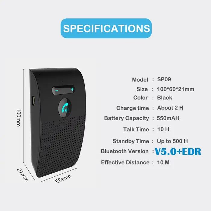 Kit mains libres Bluetooth 5.0 pour voiture