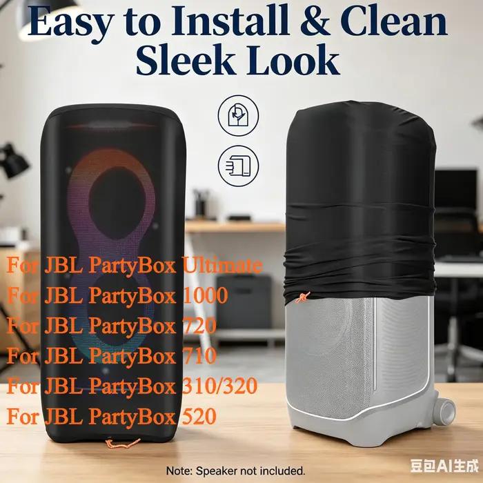 Housse anti-poussière pour haut-parleur JBL PartyBox 1000/720/710/520/320/310/Ultimates, étui noir pour haut-parleur, housse de protection de voyage, pochette de rangement en Lycra