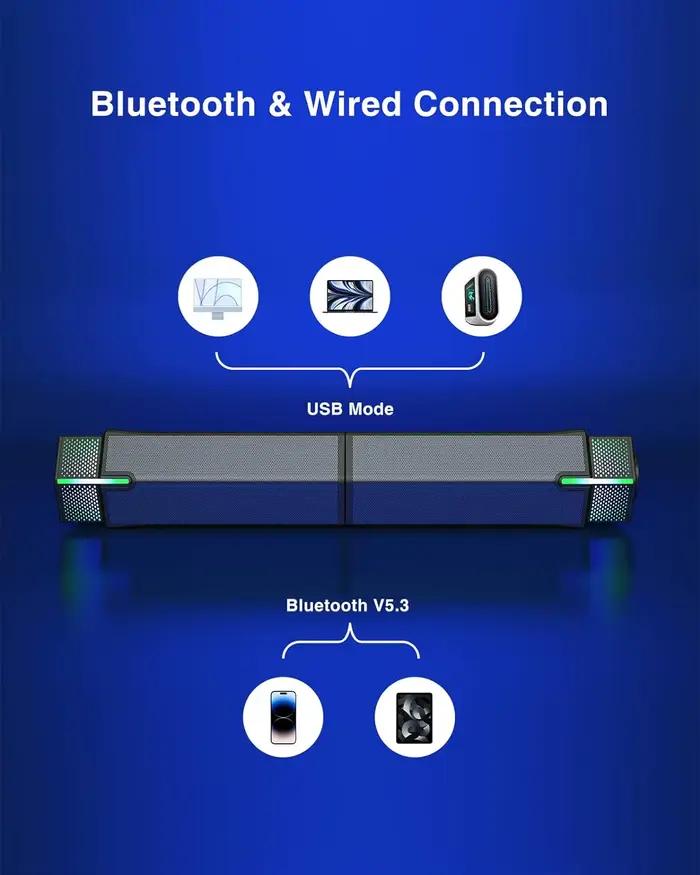 Jeecoo M20 haut-parleurs d'ordinateur Bluetooth pour moniteur de bureau PC