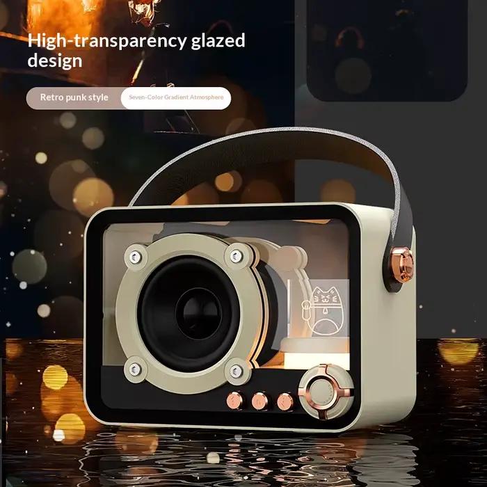 Haut-parleur sans fil transparent Mecha Bluetooth portable avec diaphragme de basses