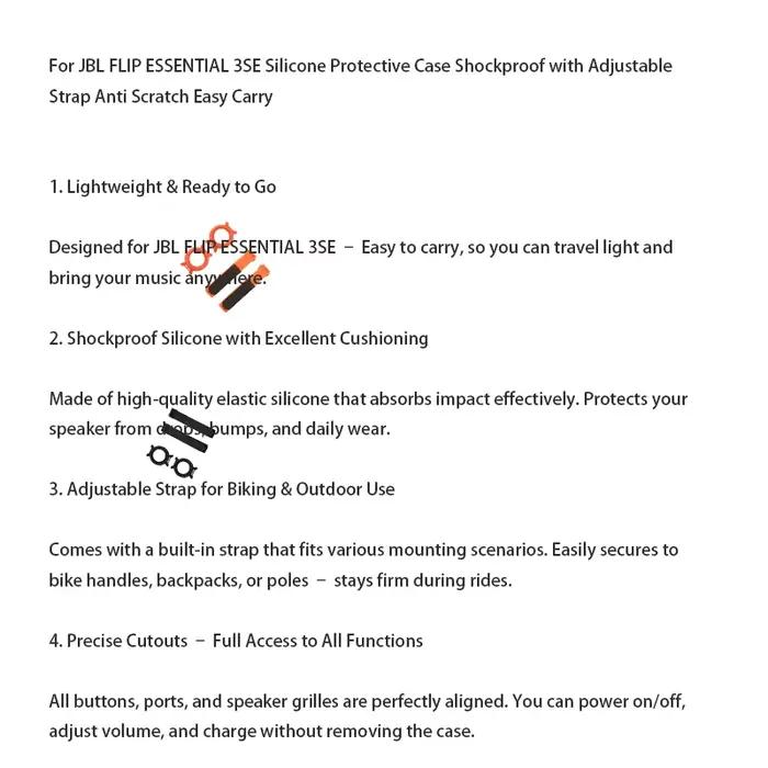 Étui de protection en silicone pour JBL FLIP ESSENTIAL 3SE