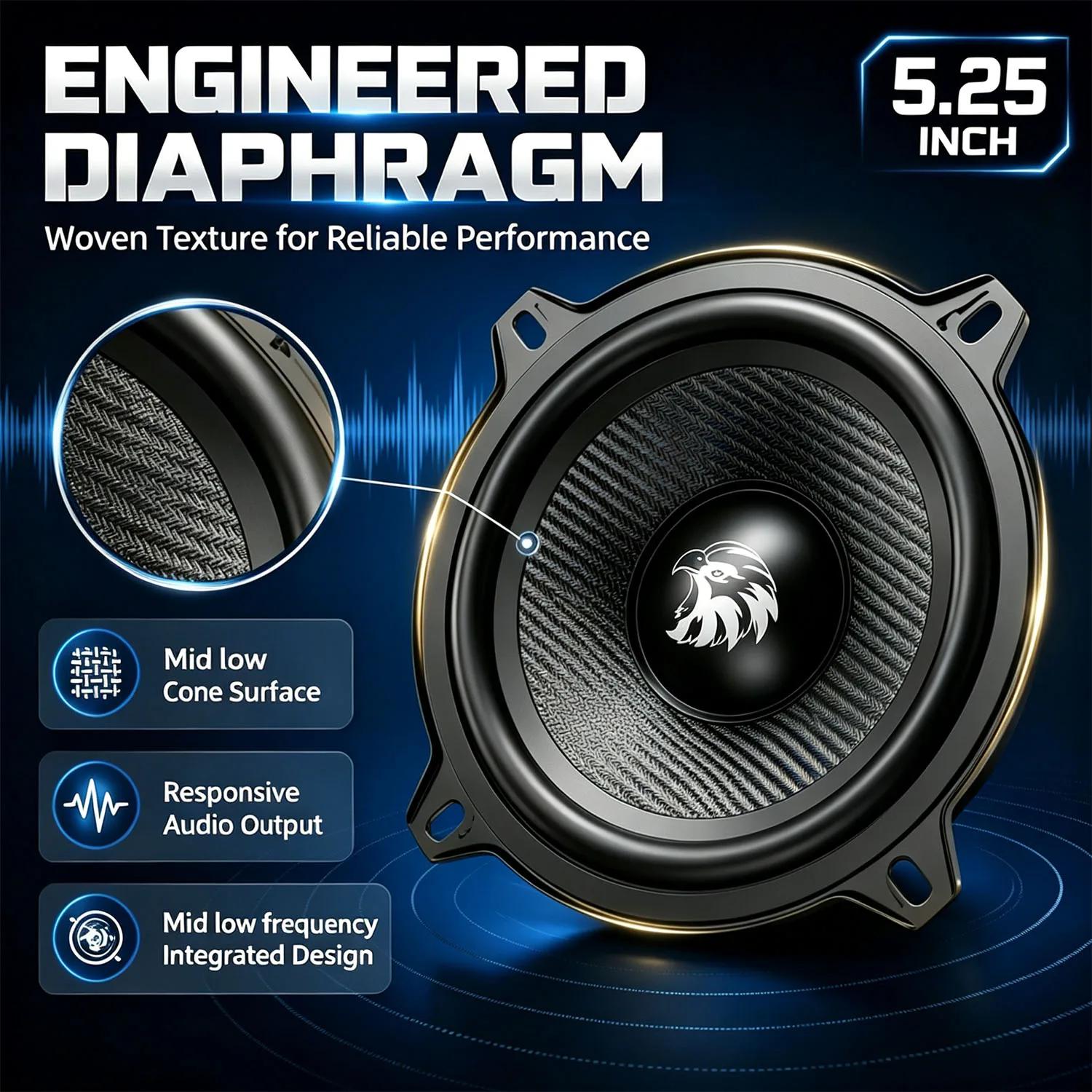 TANVSO 2PCS 5 pouces 500W Haut-parleur de voiture Subwoofer Universel Audio Automobile HiFi Musique
