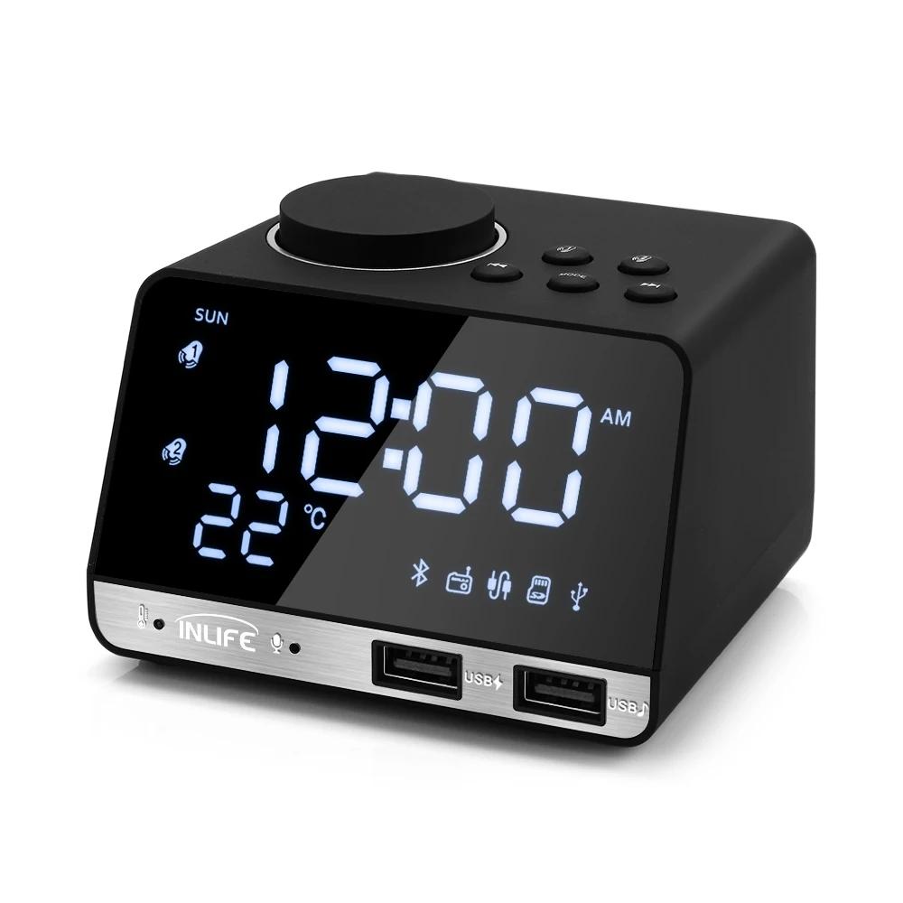 K11 réveil haut-parleur Radios Bluetooth Radio avec 2 Ports USB LED réveil numérique décoration de l
